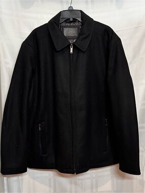 Calvin Klein Black Zip-Up Wool Blend Pea Coat